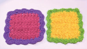 Crochet Scalloped Edge Dishcloth in Lily and Scrubby