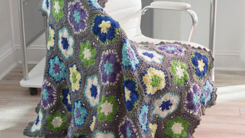 Crochet and Knit Home Sweet Home Patterns, pattern shown is the Flowers in Bloom Throw