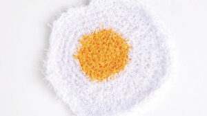 Crochet Fried Egg Dish Scrubby
