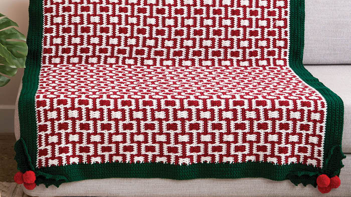 Crochet Holly Jolly Mosaic Christmas Blanket + Tutorial