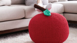 Crochet Large Apple Pouf