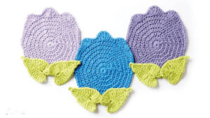 Crochet Tulips Dishcloth