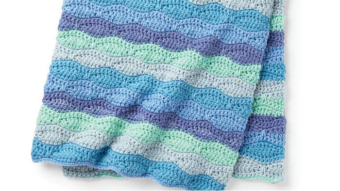 Crochet Blue Waves Anniversary Cakes Blanket