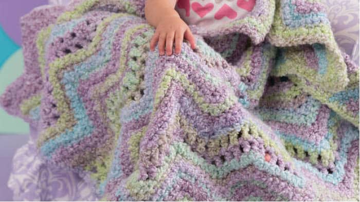 Crochet Fluffy Baby Ripple Blanket