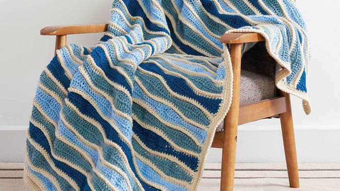 Crochet Random Waves Blanket on Chair