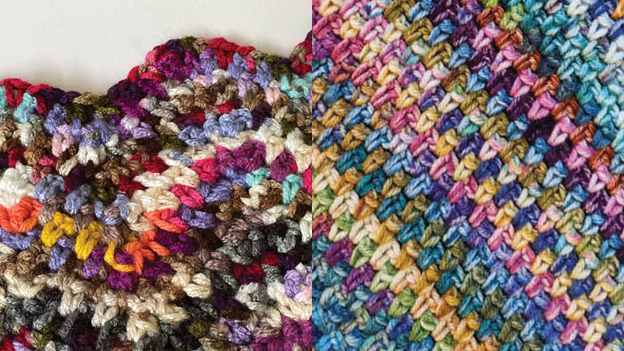 Crochet Variegated Moss Stitch Waves and Rows + Tutorial