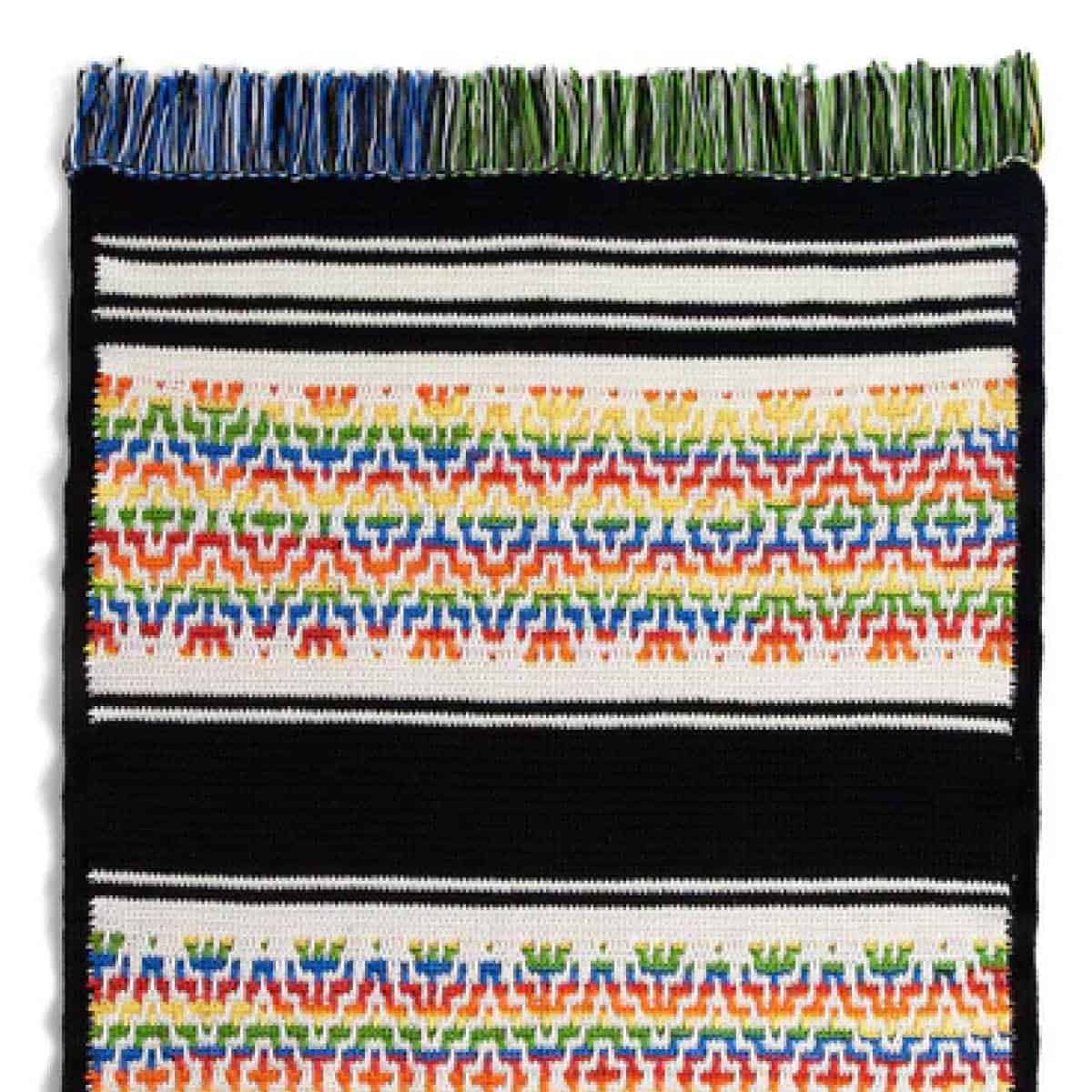 Crochet Nordic Rainbow Stripes Mosaic Blanket Pattern