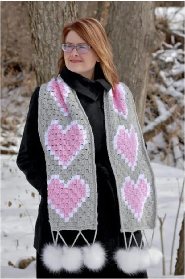 Heart C2C Scarf