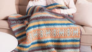 Bernat Blanket Mosaic Stripes Crochet Blanket