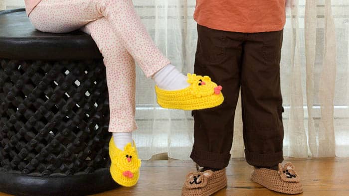Crochet Chick and Bear Slippers
