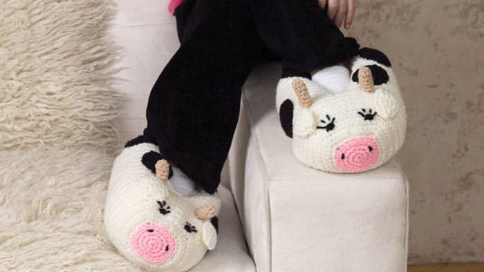 Crochet Cow Slippers