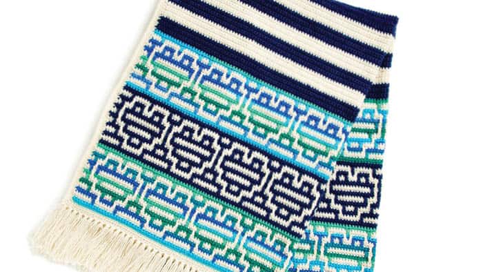 Caron Frenetic Stripes Mosaic Blanket Crochet Kit