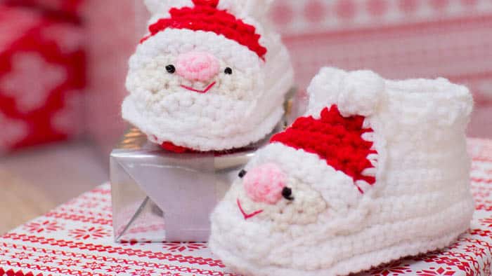 Crochet Slipper Santa Booties