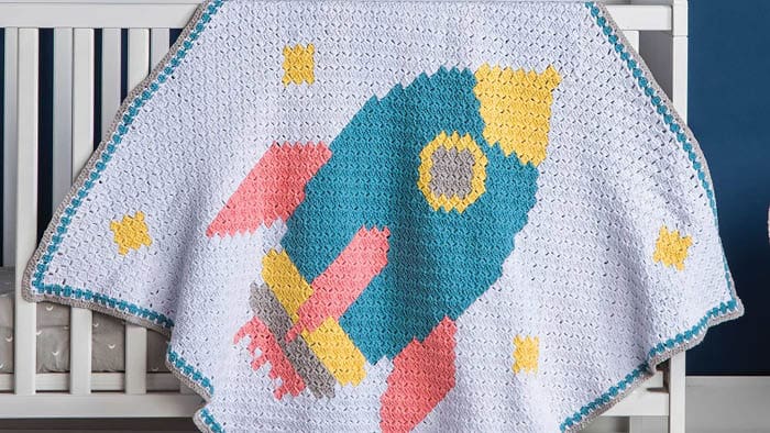 Crochet Rocketship Baby Blanket