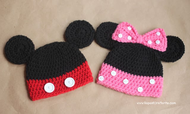 Mickey and Minnie Crochet Hats