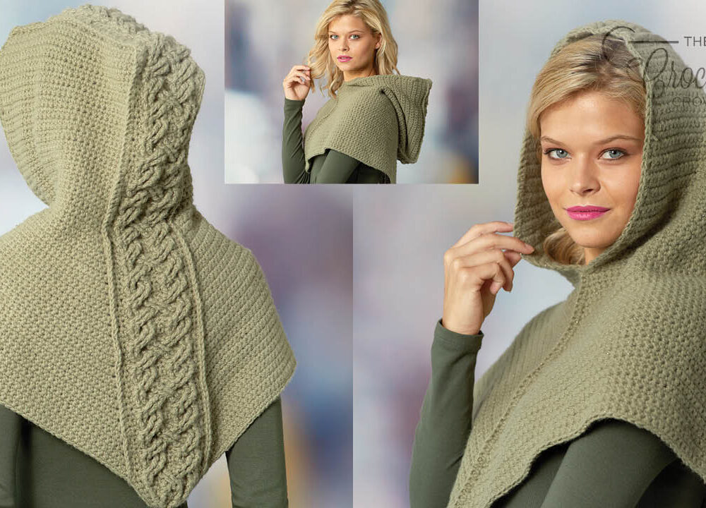 Crochet Cabled Hooded Cowl