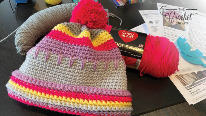 Crochet Valentine Hat Pom Pom Style