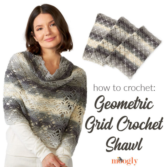 Geometric Grid Crochet Shawl