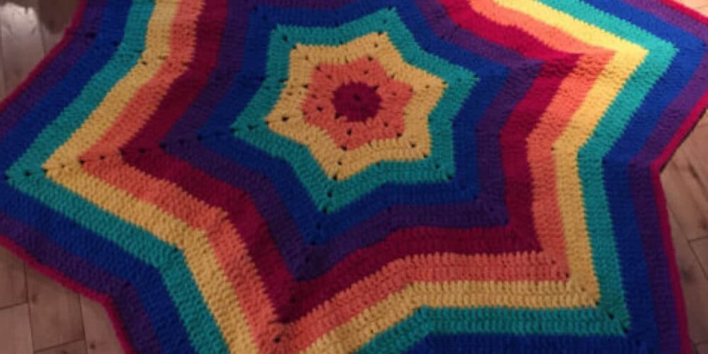 Crochet Rainbow Star Bernat Blanket Pattern