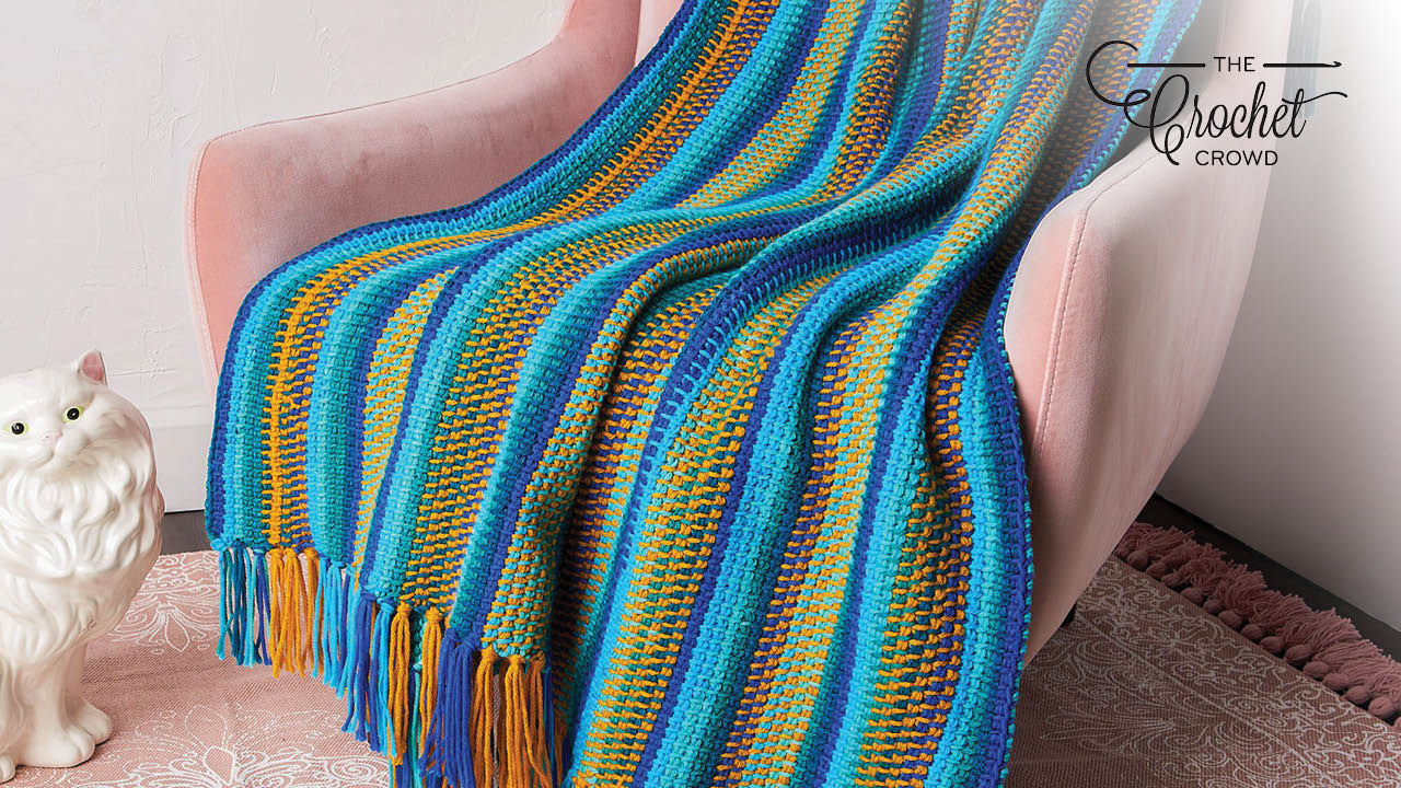Tunisian Simple Stitch Stripes Blanket