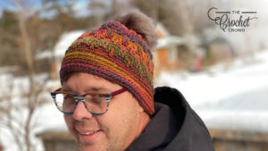 Crochet Curtain Call Hat Wearing It
