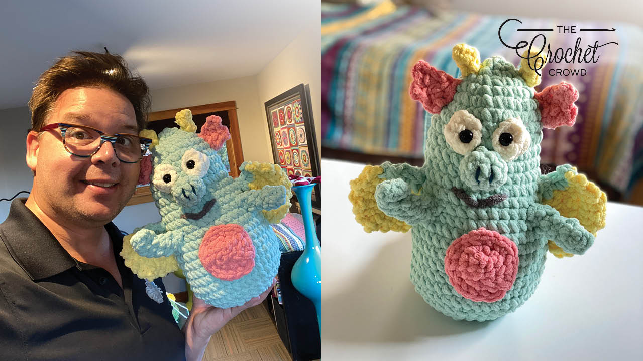 Crochet Sparkle Dragon with Mikey