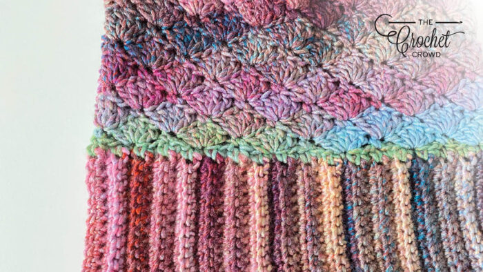 Crochet three and three stitch crowd close up