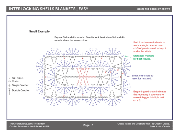 Interlocking Shells Crochet Diagram
