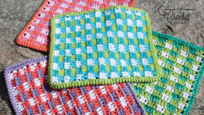 Crochet Modern Gingham Dishcloth