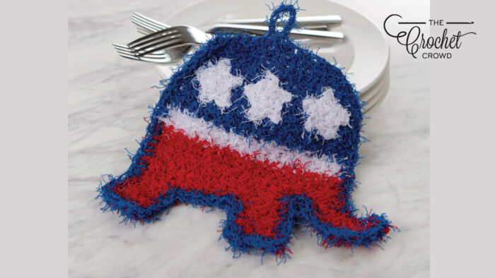 Crochet Patriotic Elephant Scrubby