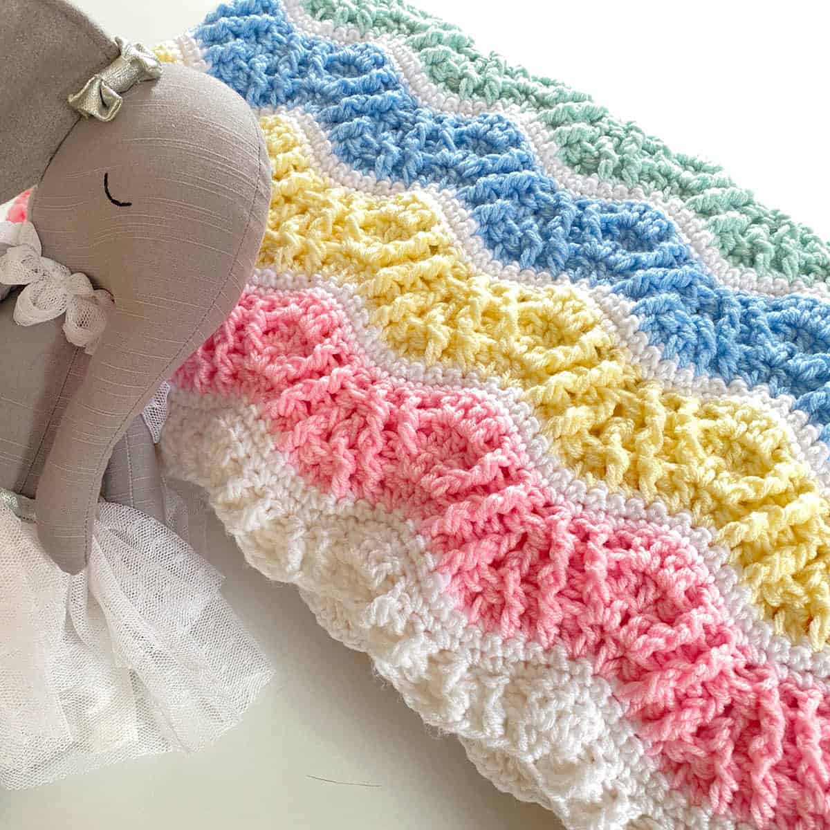 Crochet Baby Blanket with Textured Wave Pattern