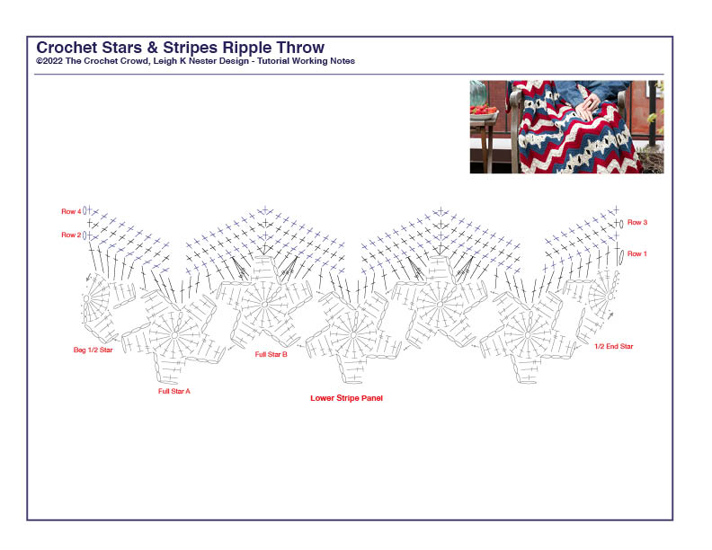 Stars and Stripes Tutorial Notes - Crochet Diagram