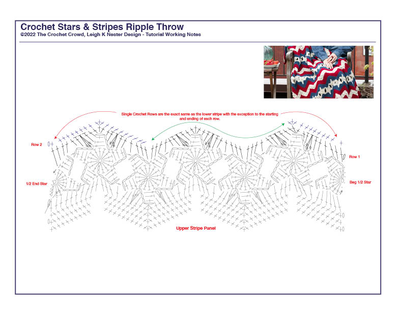 Stars and Stripes Tutorial Notes - Crochet Diagram