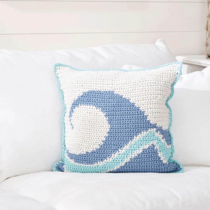 Crochet Catch A Wave Beach Inspired Pillow Pattern