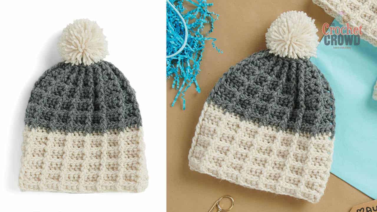 Waffle Stitch Two Tone Crochet Hat