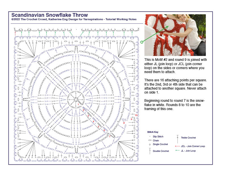 Scandinavian Snowflake Throw Crochet Diagrams - Motif 2