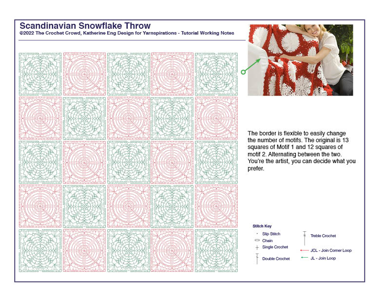 Scandinavian Snowflake Throw Crochet Diagrams - Assembly Order