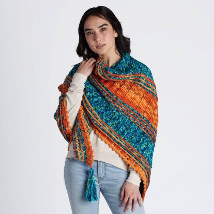 Caron Textured Triangle Crochet Shawl