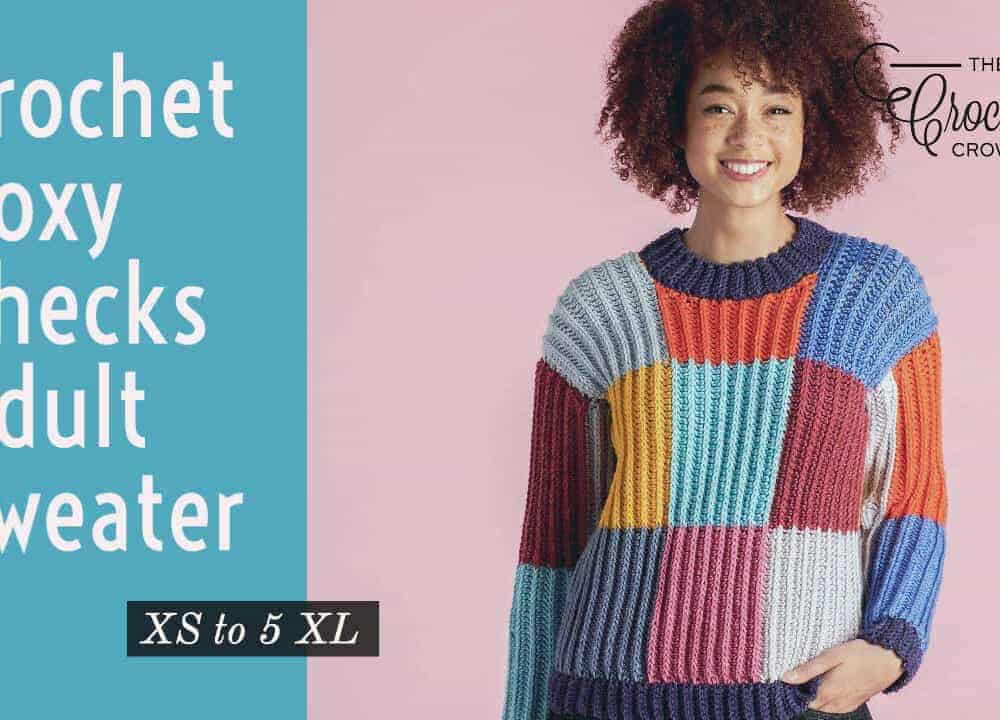 Crochet Adult Checks Pullover Sweater