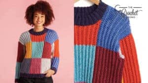 Crochet Boxy Checks Sweater