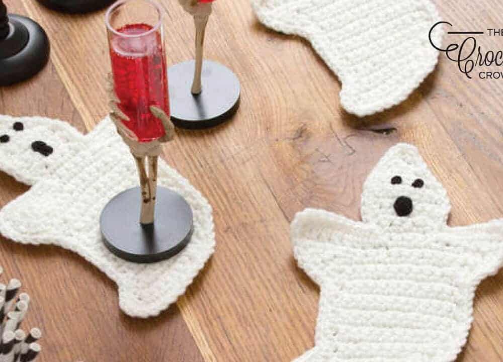 Crochet Ghost Coasters for Halloween