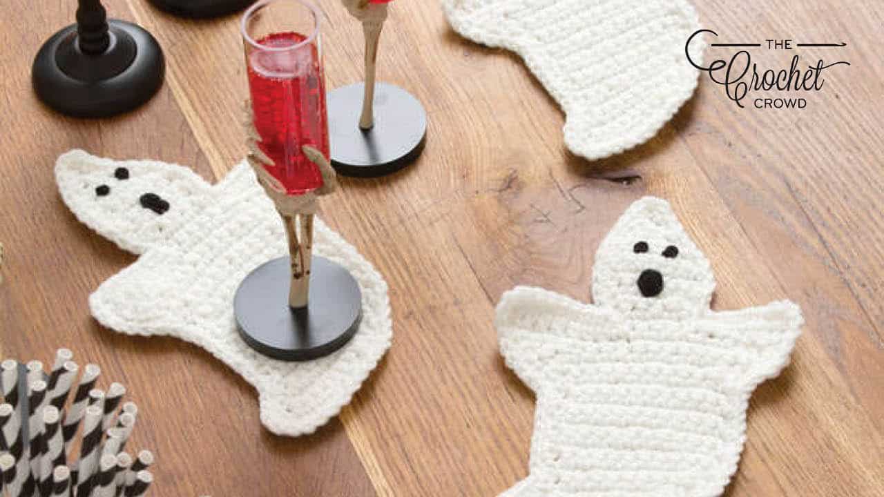 Crochet Ghost Coasters for Halloween