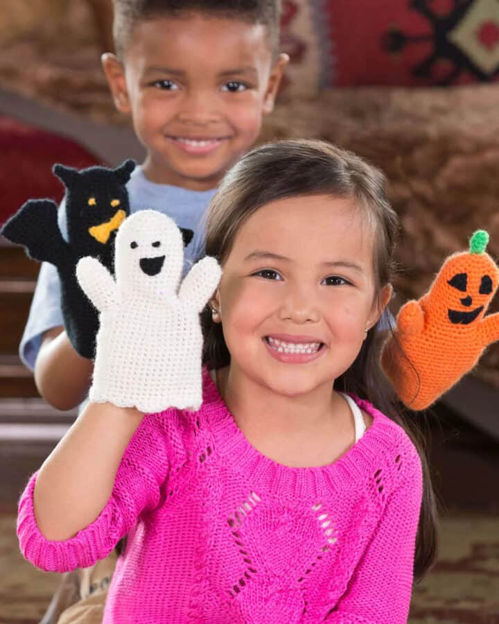 Crochet Halloween Hand Puppets for Kids