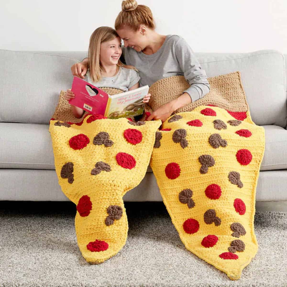Crochet Pizza Night Snuggle Sack Pattern