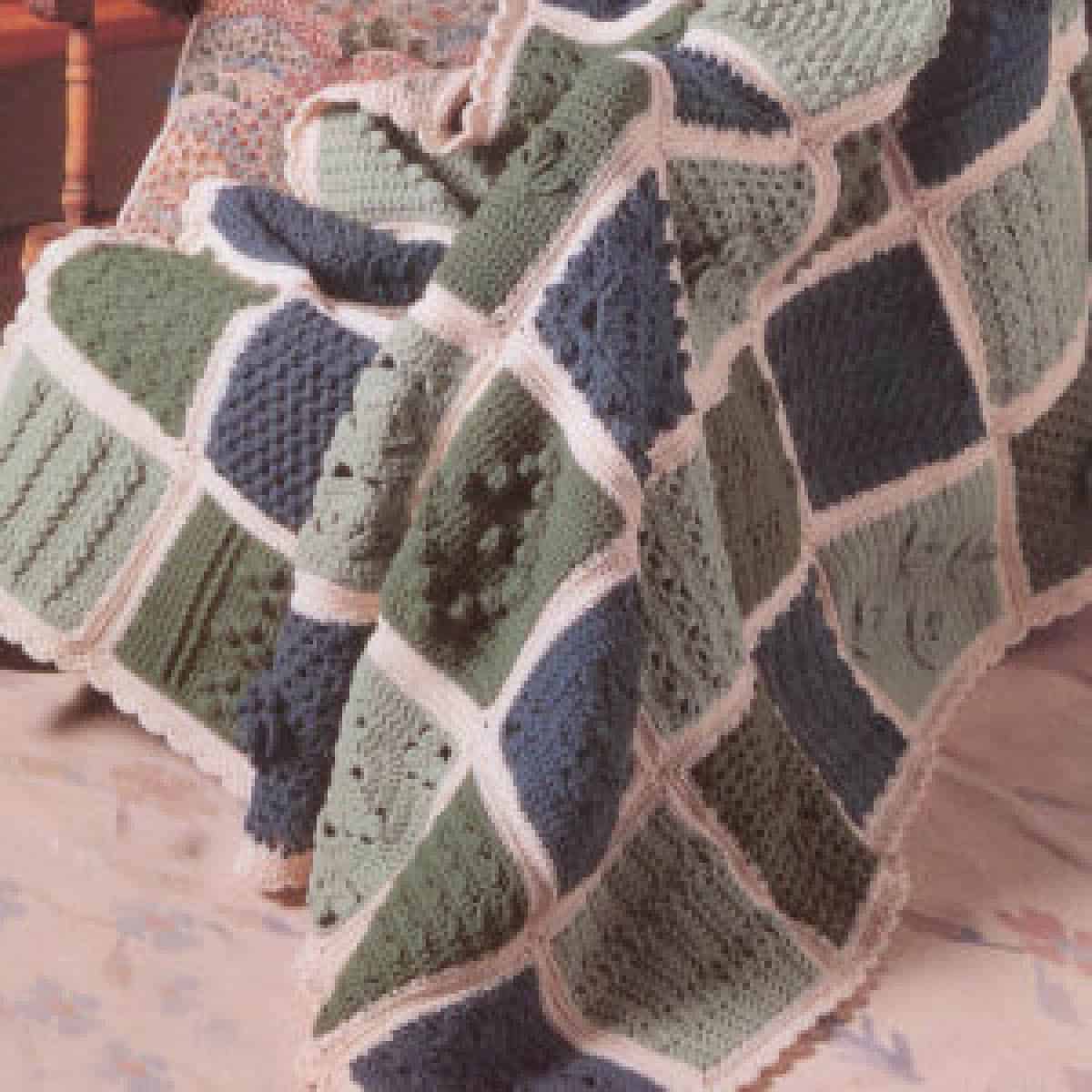 Crochet Stitch Sampler in Green Pattern