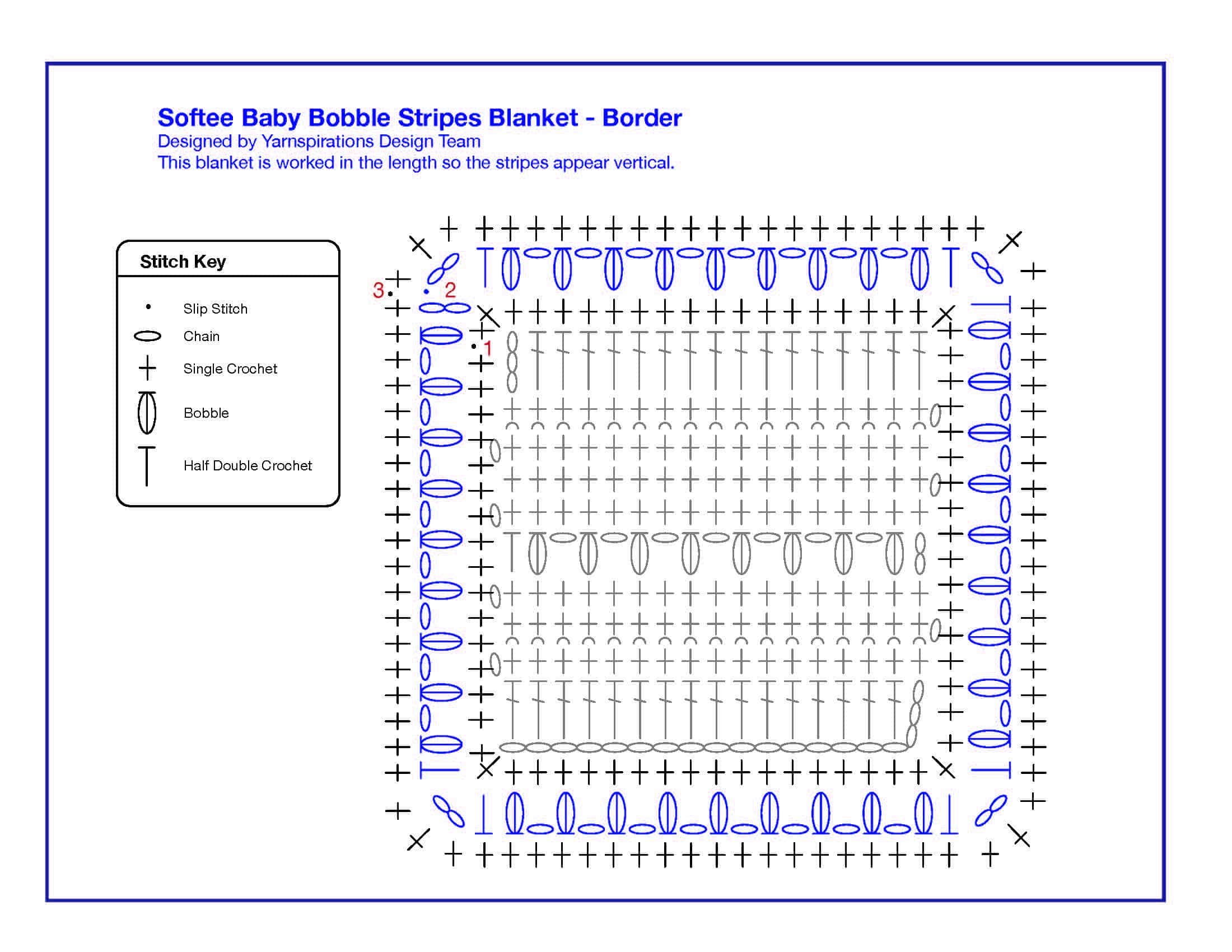 Crochet Diagram - Softee Baby Stripes Border