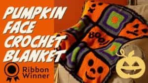 Crochet Pumpkin Face Award Winning Blanket