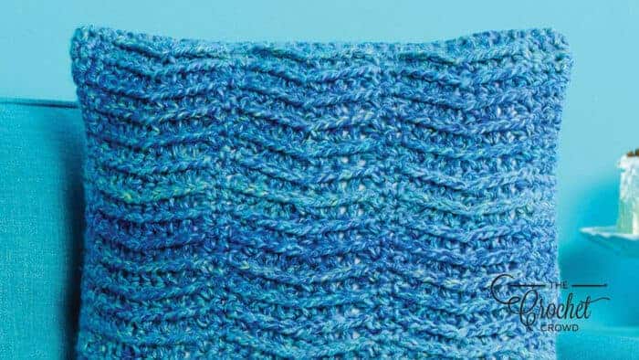 Caron Textured Columns Crochet Pillow