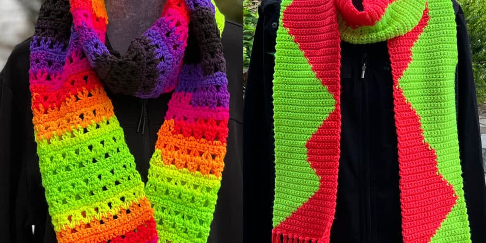 Crochet Neon Scarves Patterns