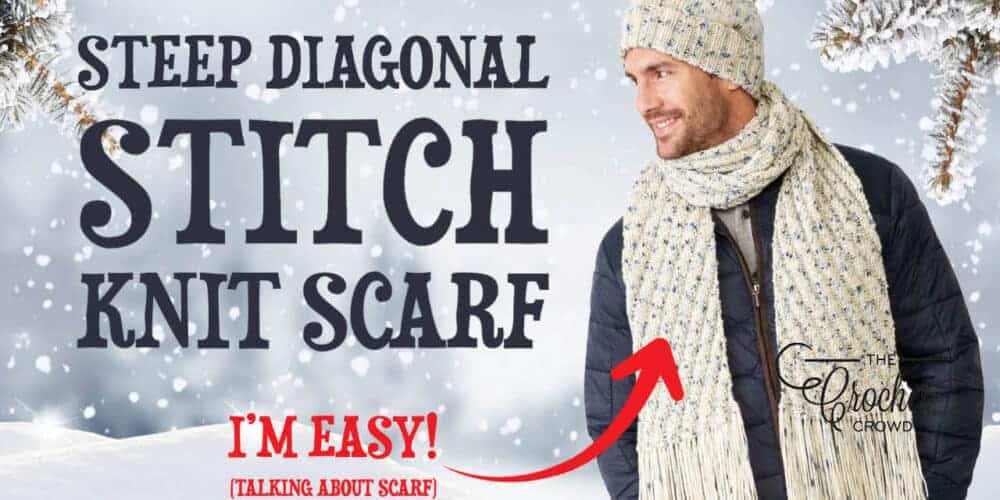 Easy Steep Diagonal Knit Stitch Scarf